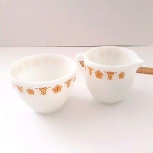 Vintage PYREX Butterfly Gold Set -  Creamer Pitcher & Sugar Bowl, MCM